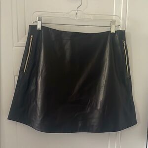L’Agence Black Leather Mini Skirt